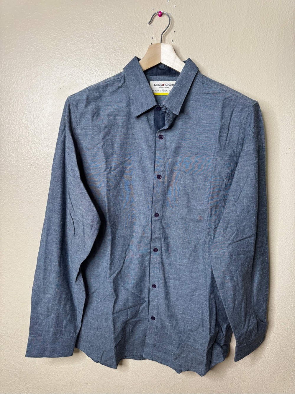 Hedley & Bennett XL Grab Blue Chambray Button Up Shirt Cotton Made USA Workwear